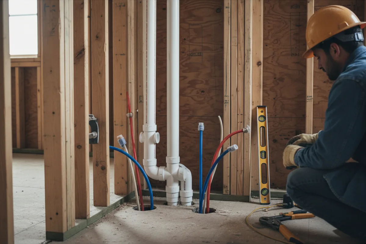 Drain and supply rough-in during Sump Pump Repair in Township Of Washington