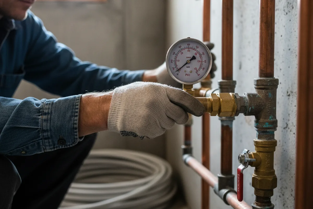 Pressure testing a repaired line during Water Line Repair in Township Of Washington